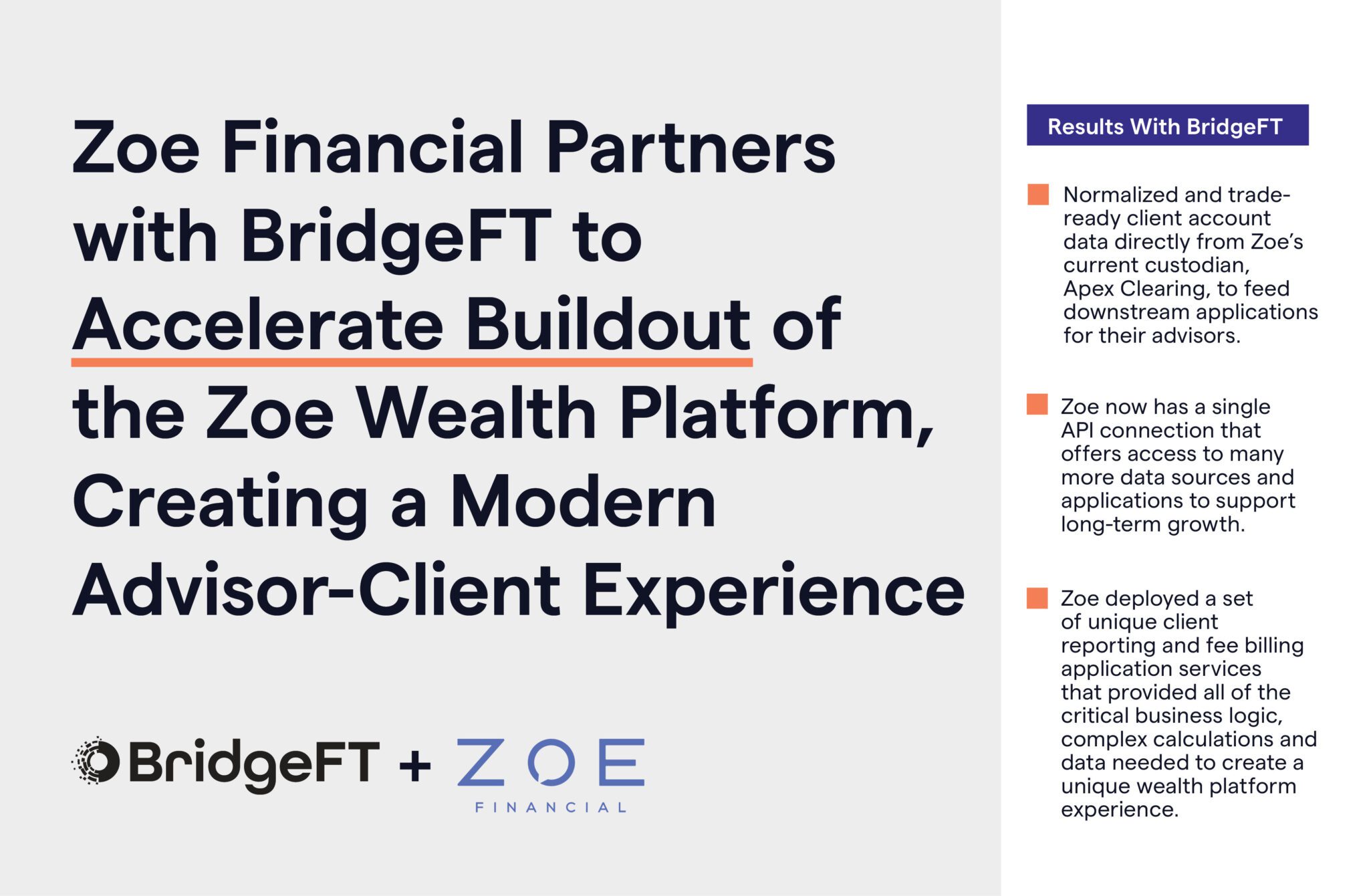 Zoe Financial Partners with BridgeFT to Accelerate Buildout of the Zoe ...
